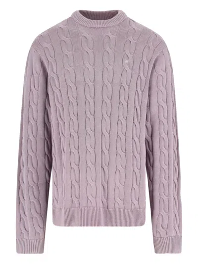 Carhartt Cable Knit Crew Sweater With Long Sleeves In Purple