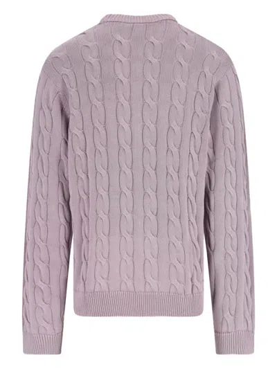 Carhartt Cable Knit Crew Sweater With Long Sleeves In Purple