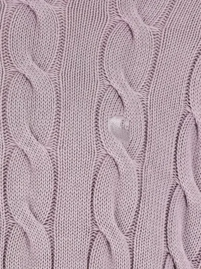 Carhartt Cable Knit Crew Sweater With Long Sleeves In Purple