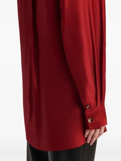 Khaite Auryn Button-down Twill Top In Red