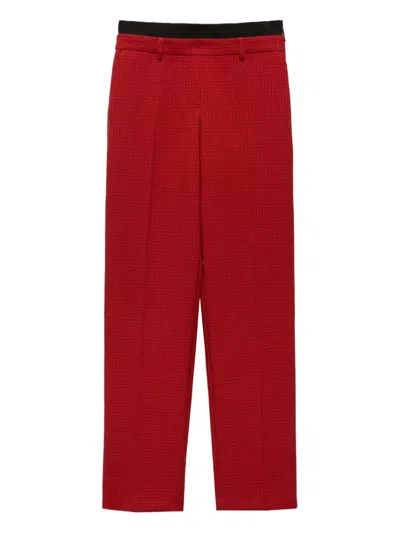 Msgm Techno Micro Check Pant In Red
