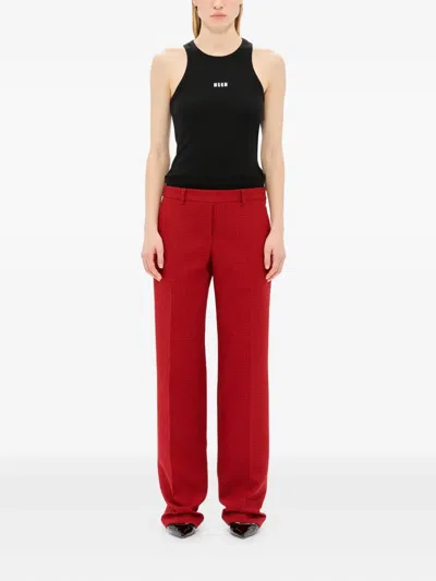 Msgm Techno Micro Check Pant In Red