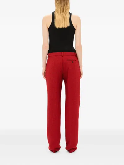 Msgm Techno Micro Check Pant In Red