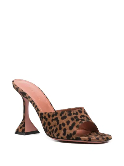 Amina Muaddi Brown Pumps With Distinctive Heel And Modern Silhouette In Animal Print