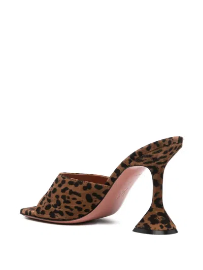 Amina Muaddi Brown Pumps With Distinctive Heel And Modern Silhouette In Animal Print