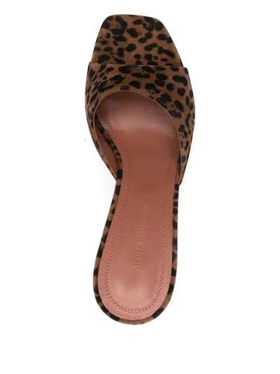 Amina Muaddi Brown Pumps With Distinctive Heel And Modern Silhouette In Animal Print