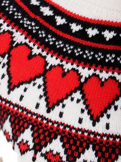 Mc2 Saint Barth Nordic-style Heart Print Sweater In White