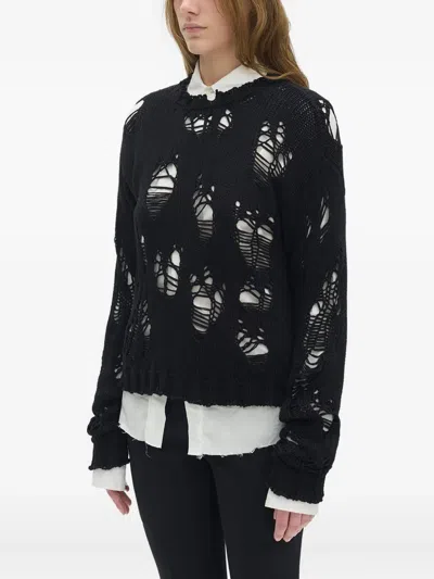 Ann Demeulemeester Open-knit Sweater In Black