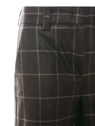 Incotex Checkered Straight Leg Trousers And Pockets In Brown