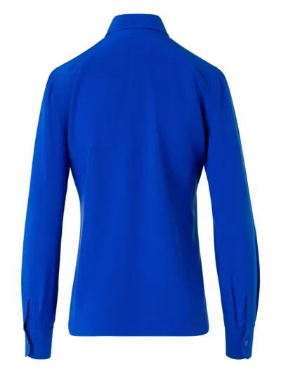 Akris Silk Crepe Button-down Tunic Blouse In Blue