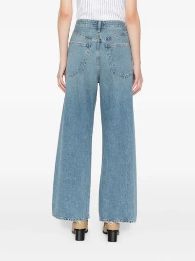 Agolde Wide-leg Light Blue Denim Jeans With Classic Five-pocket Design