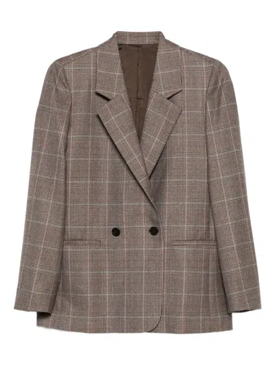 格纹双排扣西装夹克