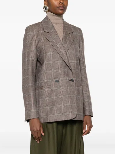 格纹双排扣西装夹克