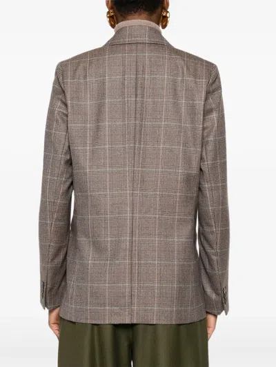 格纹双排扣西装夹克