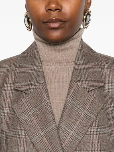 格纹双排扣西装夹克