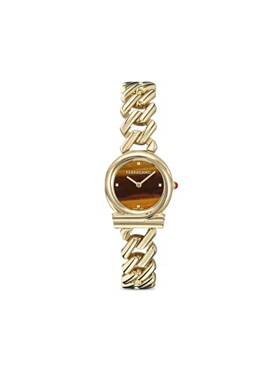 Ferragamo Gancini Twisted Chain Watch In Gold