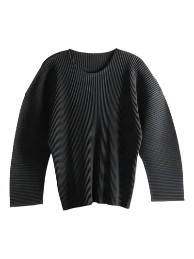 Issey Miyake Pleated Hp58jk093 T-shirt In Gray