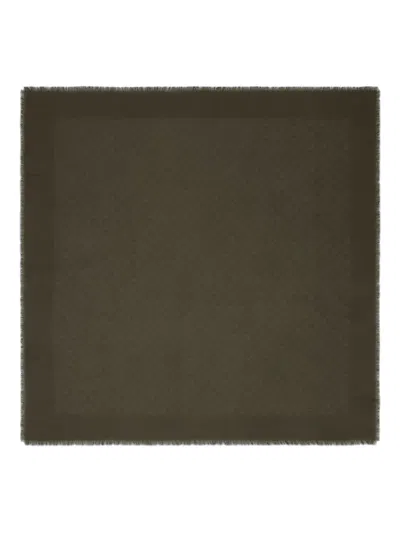 Gucci Luxurious Scarf Featuring Fringed Edges In Gray