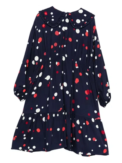 Il Gufo Polka-dot Dress In Blue