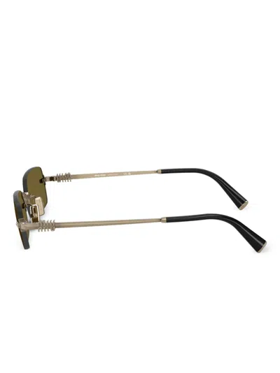 Miu Miu Rectangle-frame Sunglasses In Green