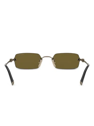 Miu Miu Rectangle-frame Sunglasses In Green