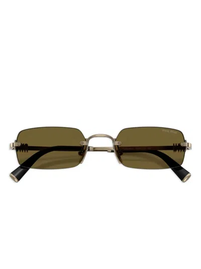 Miu Miu Rectangle-frame Sunglasses In Green