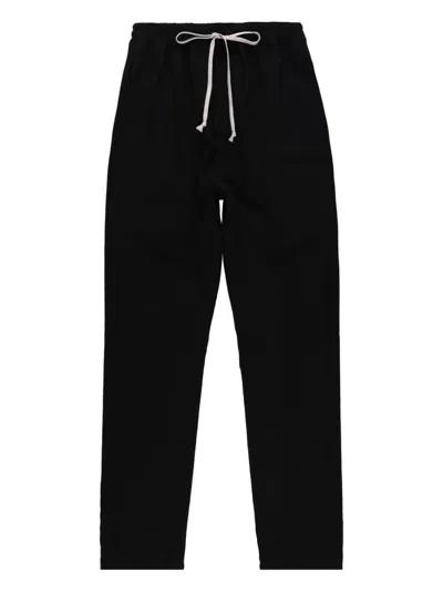 Rick Owens Black Drawstring Button Trousers In Black