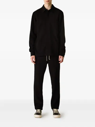 Rick Owens Black Drawstring Button Trousers In Black