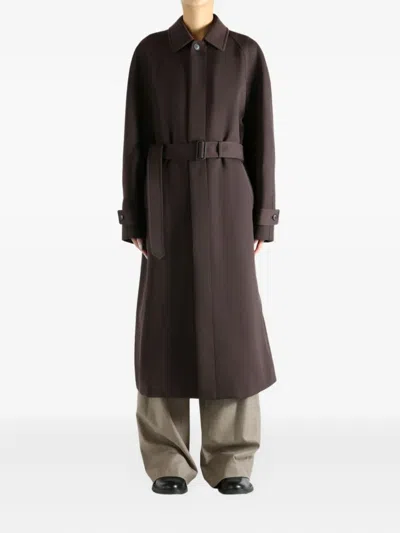 Auralee Belted Coat In Brown