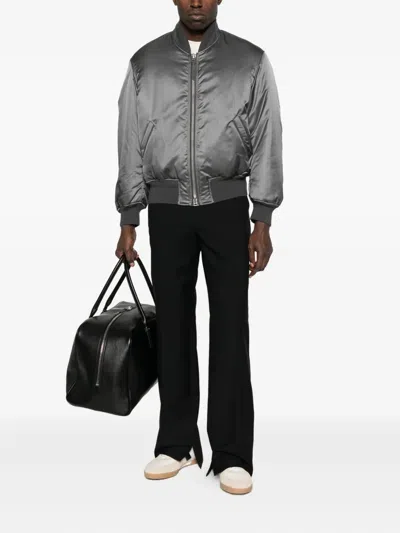 Tom Ford Silk Bomber Jacket In Gray