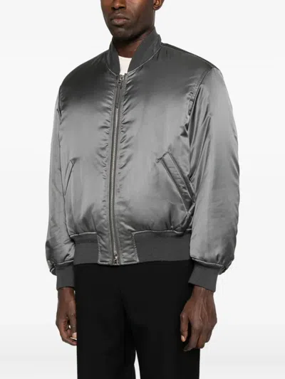 Tom Ford Silk Bomber Jacket In Gray