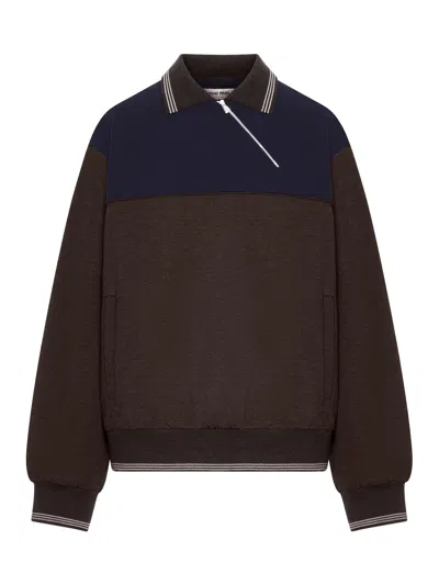 Miu Miu Oversized Two-tone Knit Sweater In Brown