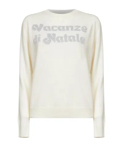 Mc2 Saint Barth New Queen-vacanze Di Natale Sweater Limited Ed. In Neutral