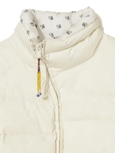 Undercover Floral-trim Puffer Jacket In White