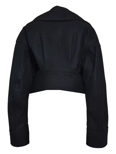 Dsquared2 Double-breasted Cropped Coat In Black