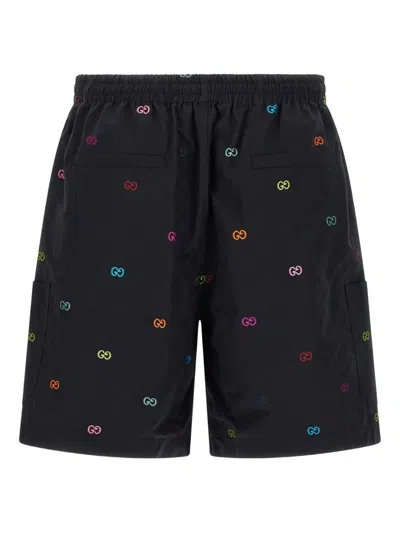 Gucci Bermuda Shorts With Elastic Waistband And Pockets In Black