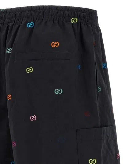 Gucci Bermuda Shorts With Elastic Waistband And Pockets In Black