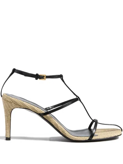 Khaite 75mm Cage Strappy Heeled Sandals In Black