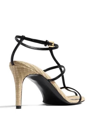 Khaite 75mm Cage Strappy Heeled Sandals In Black