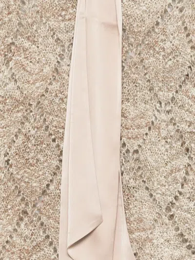 D Exterior Beige Knit Sweater With Openwork Design In Neutral