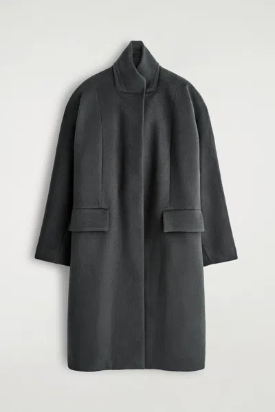 Cos Rounded Tailored Wool Coat In Gray