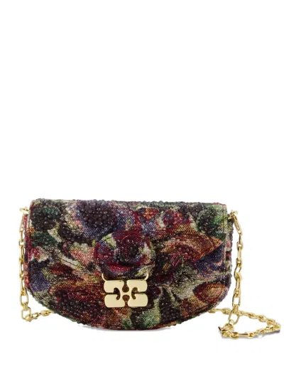 Ganni Apo Tapestry-print Chain Wallet In Multi