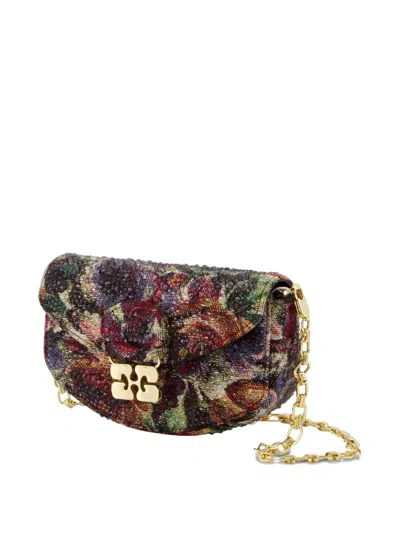 Ganni Apo Tapestry-print Chain Wallet In Multi