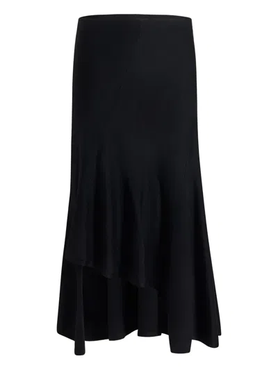 Khaite Miranda Asymmetric-hem Midi Skirt In Black