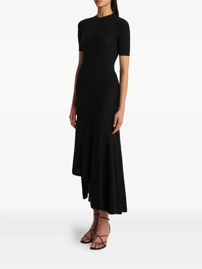 Khaite Miranda Asymmetric-hem Midi Skirt In Black