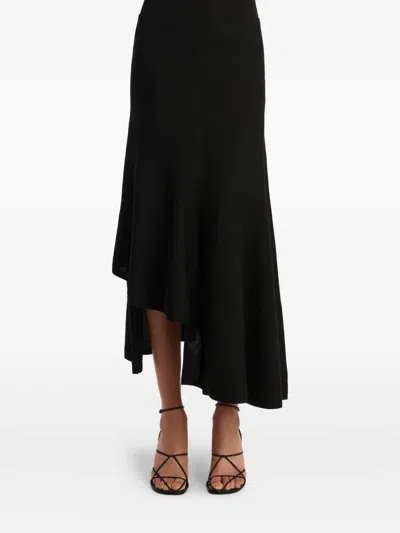Khaite Miranda Asymmetric-hem Midi Skirt In Black