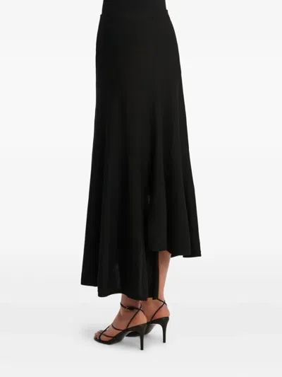 Khaite Miranda Asymmetric-hem Midi Skirt In Black