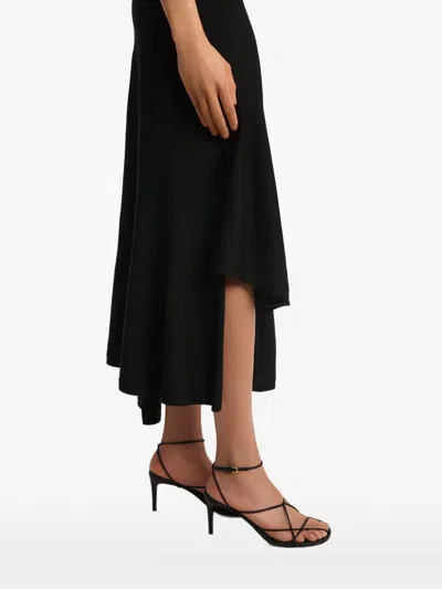 Khaite Miranda Asymmetric-hem Midi Skirt In Black