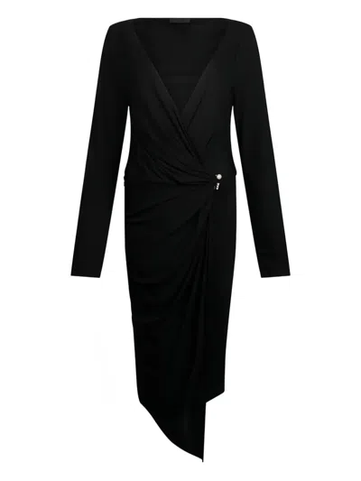 Liu •jo Draped Bejewelled Dress In Black