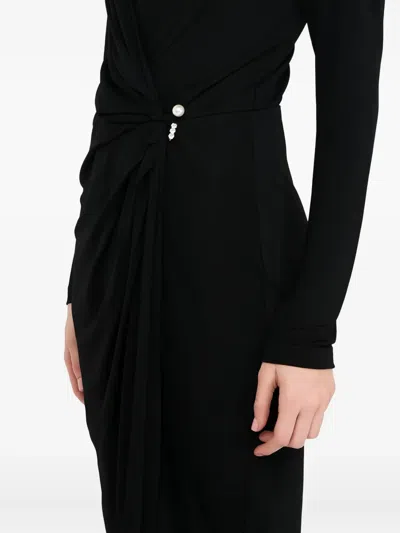Liu •jo Draped Bejewelled Dress In Black